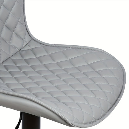Barstoel – Barkruk – Barstoeltje – Keukenkruk – Barkrukken Set – 360° Draaibaar – Verstelbare Hoogte – PU Leder Bekleding – Metaal Frame – Lichtgrijs