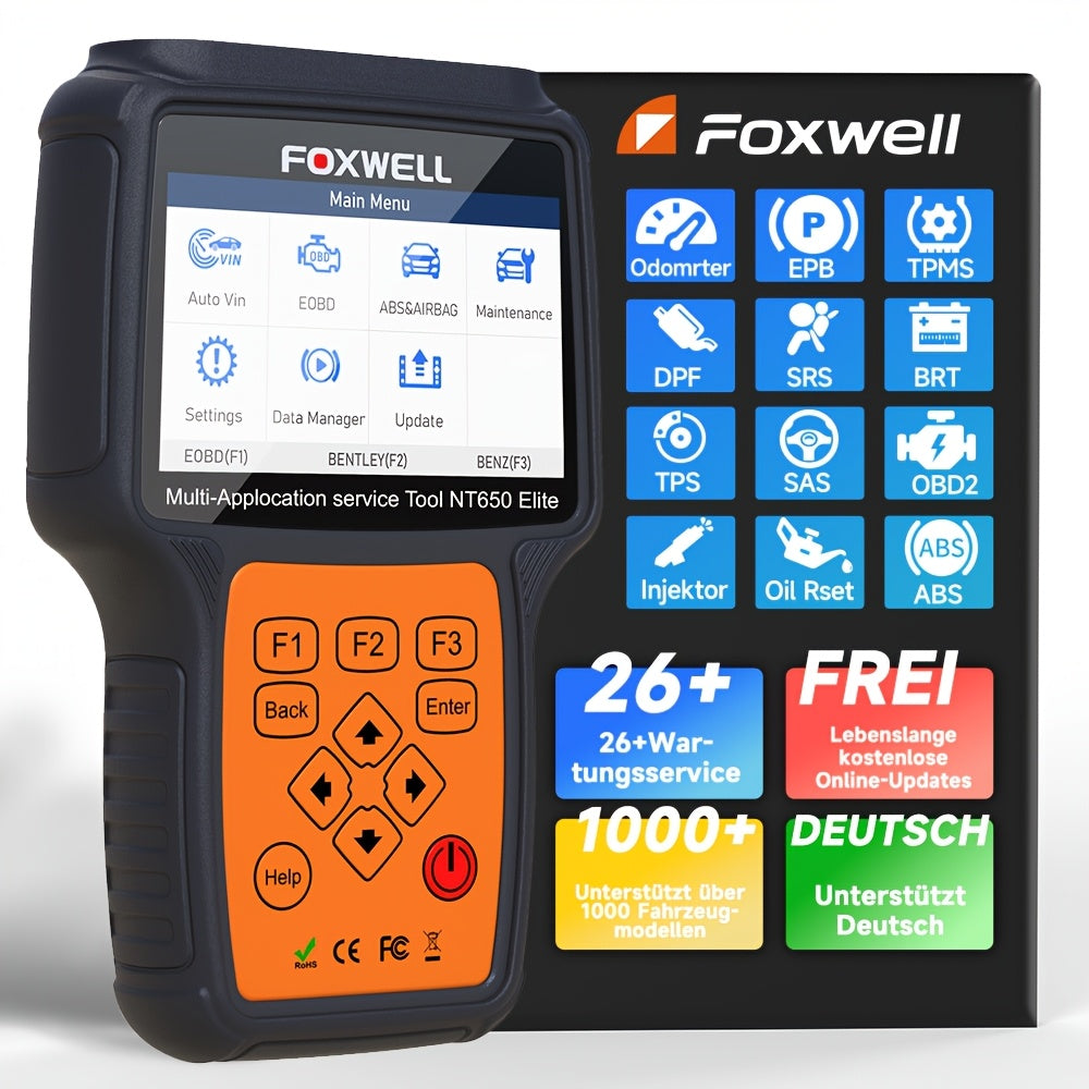 Auto OBD2 Scanner – Diagnose Scanner – Foutcode Lezer – Auto Diagnosetool – Bi-directionele Scanner – 26 Resetfuncties – Gratis Levenslange Updates – Draadloos Zonder Batterij