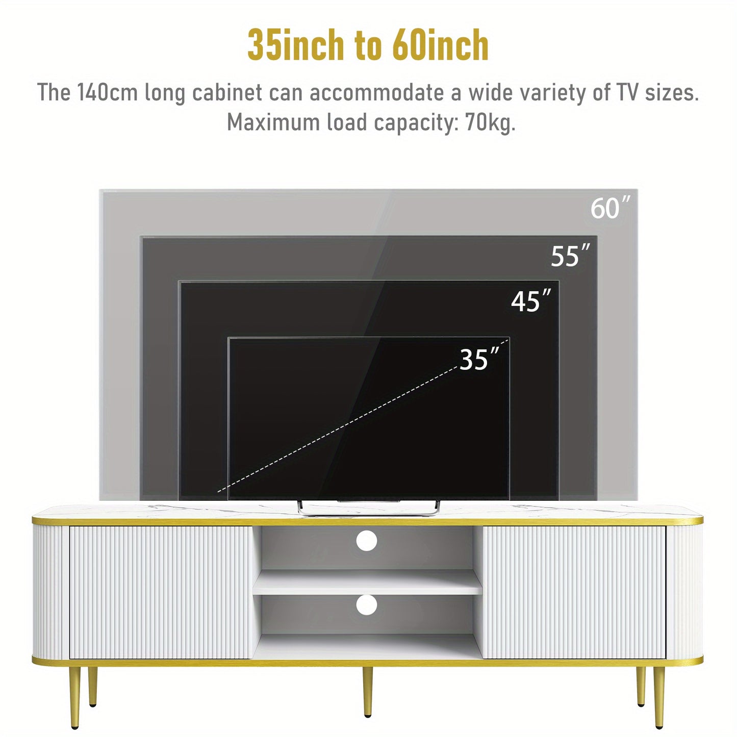 Tv-meubel – Tv-kast – Entertainment Center – Mediameubel – Tv-standaard – 140 cm Breed – Hoogwaardig Massief Hout – Verstelbare Planken Met Kabelbeheer