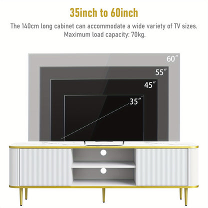 Tv-meubel – Tv-kast – Entertainment Center – Mediameubel – Tv-standaard – 140 cm Breed – Hoogwaardig Massief Hout – Verstelbare Planken Met Kabelbeheer