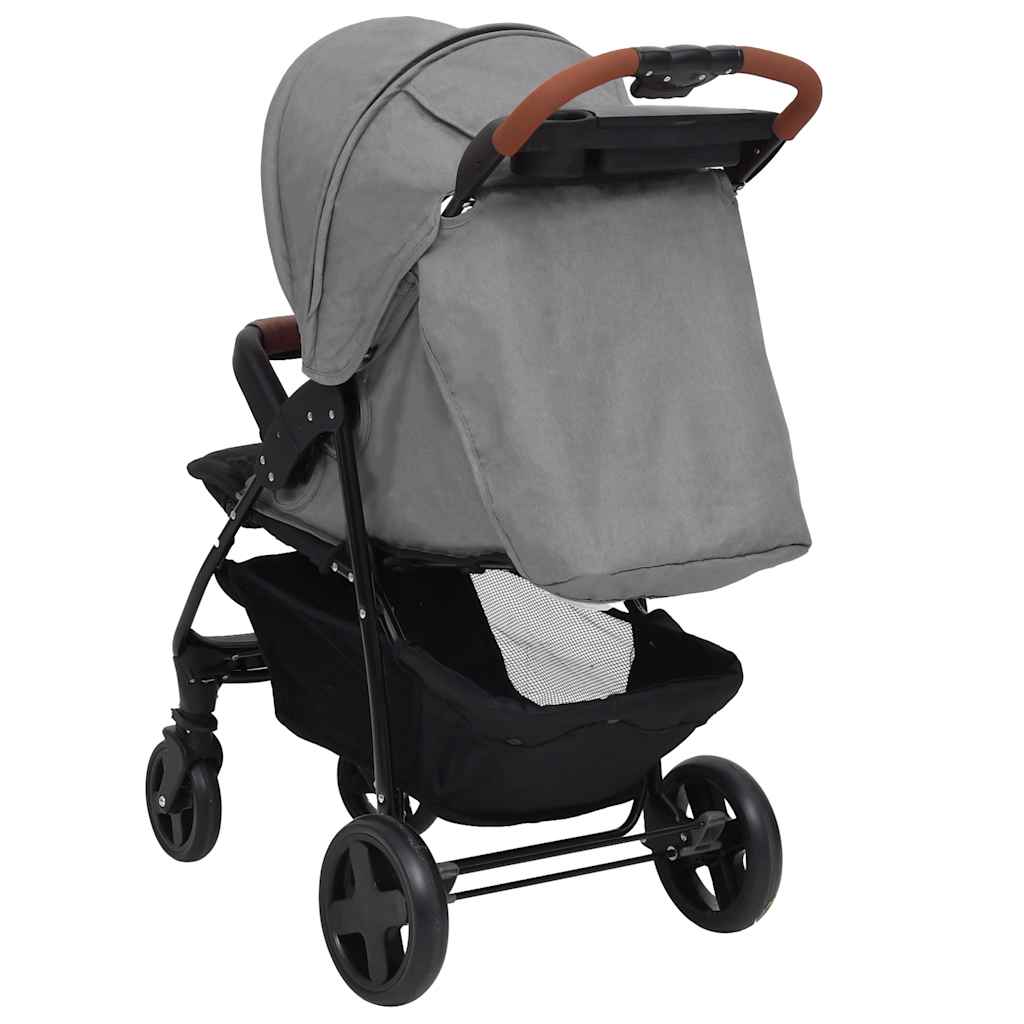 Kinderwagen 2-in-1 – Buggy – Wandelwagen – Babywagen – Reiswagen – Stevig Stalen Frame – Verstelbare Rugleuning Lichtgrijs