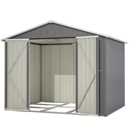 Tuinhuisje – Tuinschuur – Berging – Gereedschapsschuur – Metaal – Weerbestendig Staal – Ventilatie – Met Slot – 244x183 cm – Grijs