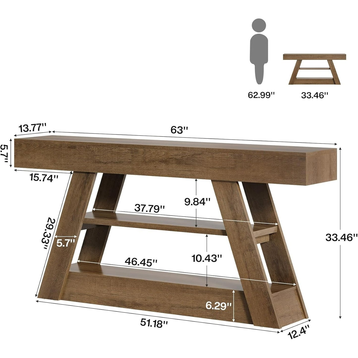 Sidetable – Consoletafel – Wandtafel – Haltafel – Dressoir – Rustiek Design – 160 cm Breed – Stevig Tafelblad