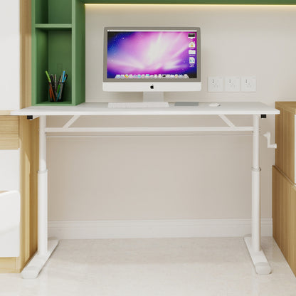 Adjustable Height Study Desk - Heavy-Duty A-Frame Design with Spacious Work Surface, Space-Saving Compact Home Office Desk, Easy Assembly, Manual Height Adjustment (No Electricity), Sturdy Floor-Standing Construction, & Multi