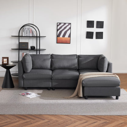 Moderne Hoekbank 3 Zits – L Vormige Bank – Sectionele Sofa – Woonkamer Meubel – Sofa Met Ottoman – Gestoffeerd – Stevig Metalen Frame – Comfortabel Design