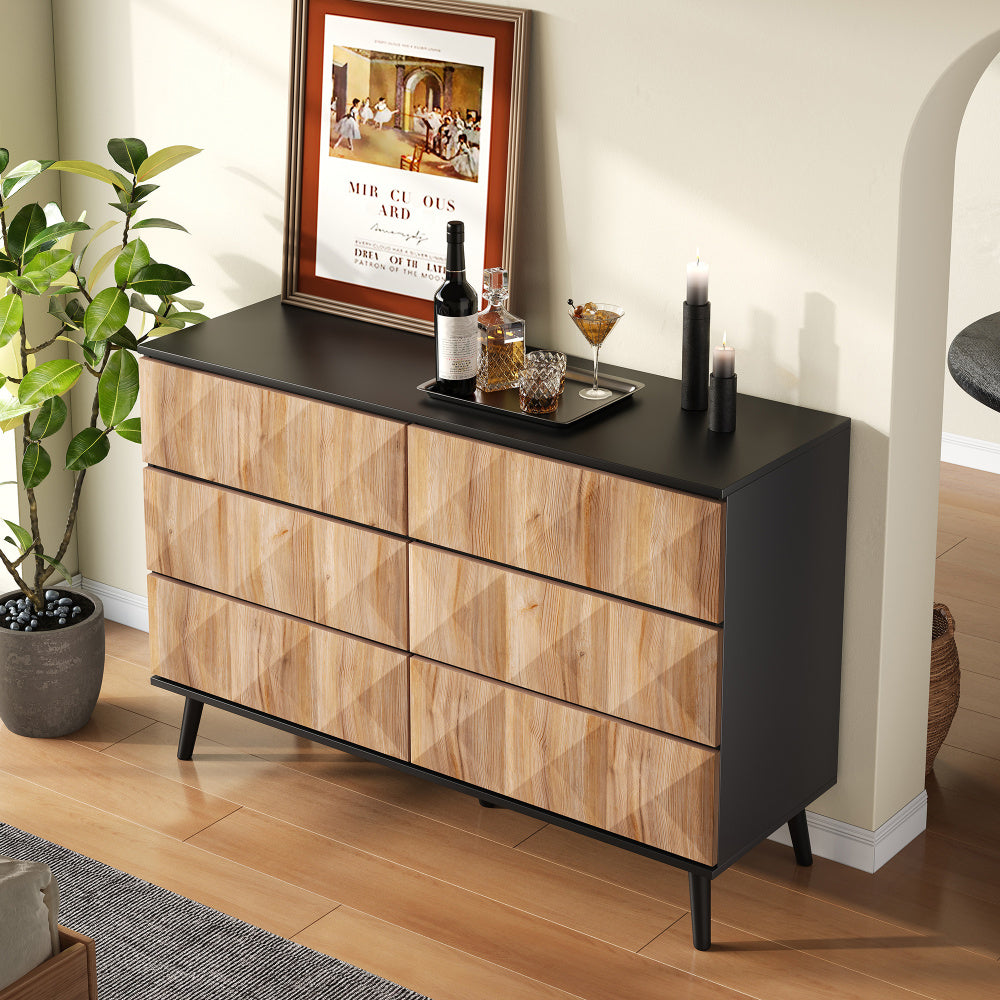Dressoir – Sideboard – Opbergkast – Kast – Opbergmeubel – Modern Design – Verhoogde Deuren – Meerdere Lades – Ruimtebesparend – Zonder Elektriciteit – Natuurlijke Kleur