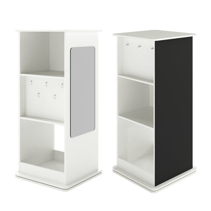 Boekenrek Kind – Kinderboekenkast – Boekenplank – Opbergkast – Speelgoedkast – Draaibaar 360° – MDF Hout – Krijtbord & Ophanghaken – 3 Niveaus – Ruimtebesparend