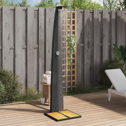Buitendouche – Tuindouche – Campingdouche – Zonnedouche – Solar Douche – PE-Rattan Materiaal – Verstelbare Hoofdhoogte – Zwart