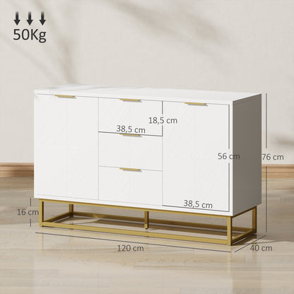 Opbergkast – Buffet – Kast – Opbergmeubel – Dressoir – Wit – 120x40x76 cm – Verstelbare Planken
