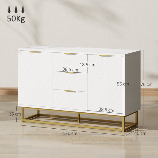 Opbergkast – Buffet – Kast – Opbergmeubel – Dressoir – Wit – 120x40x76 cm – Verstelbare Planken