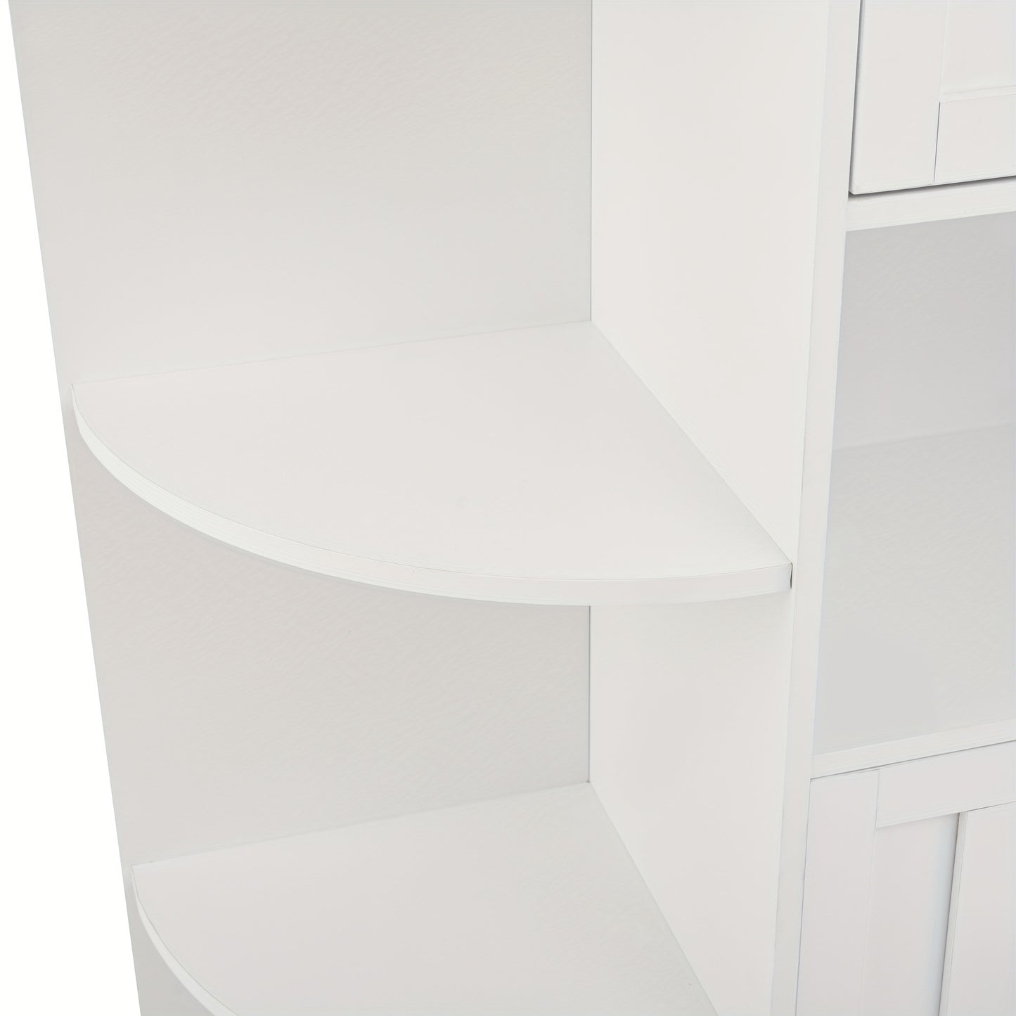 Modern White Corner Wardrobe & Display Cabinet with 14 Storage Areas - 3 Cabinets & 2 Drawers, Space-Saving High Cabinet with Bookshelf & Door Storage, Metal Construction, Easy Assembly for Living Room, Hallway, Small Spaces