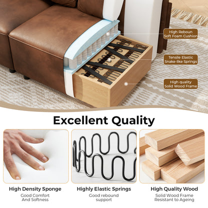 220.98 cm Sofa Couch for Living Room Faux Leather Loveseat, Apartment, Lounge, Offi