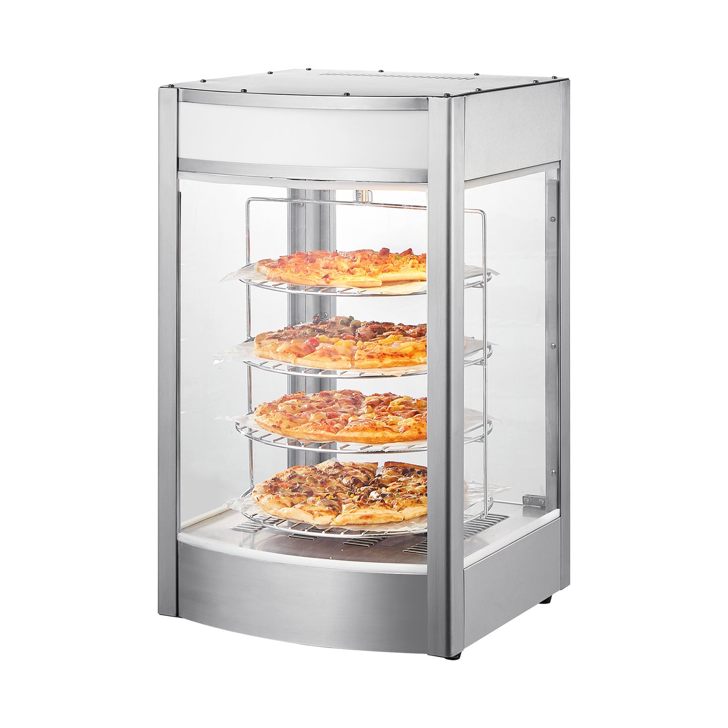 Pizza Warmer – Pizza Warmhoudkast – Pizza Display – Food Warmer – Warmhoudkast – 4-Laags Roestvrij Staal – Stoomfunctie Tegen Uitdroging