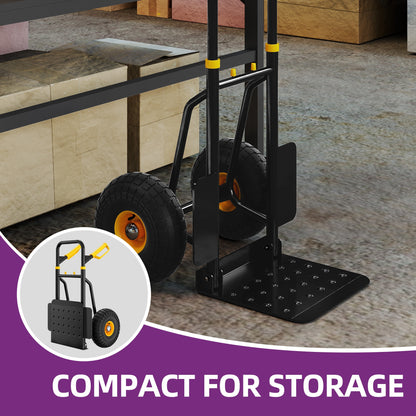 Handkar – Stevige Transportkar – Vouwkar – Laadwagen – Trolley – Draagkracht 150 kg – Verstelbare Handgreep – Geluidloze Industriële Wielen