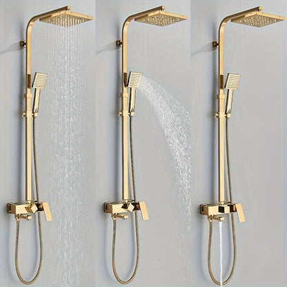 Douche Set – Douchekop – Regendouche – Handdouche – Badkraan – Gouden Afwerking – Messing Materiaal – 3 Functies