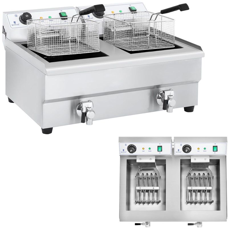 Double-Chamber Gastronomic Fryer with Taps 230V 2X16L - QUORE