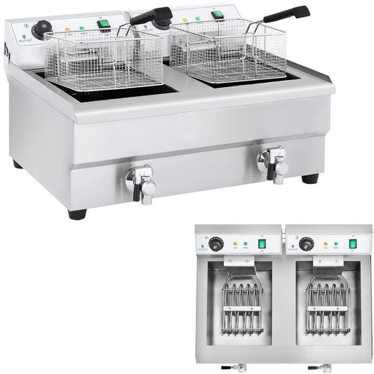 Double-Chamber Gastronomic Fryer with Taps 230V 2X16L - QUORE