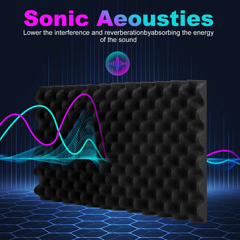 Akoestische Foam Panelen – Geluidsisolatie Platen – Geluidsabsorberende Tegels – Soundproof Panels – Zelfklevend Geluiddempend – 24 Stuks – Echo Vermindering – Eenvoudige Montage