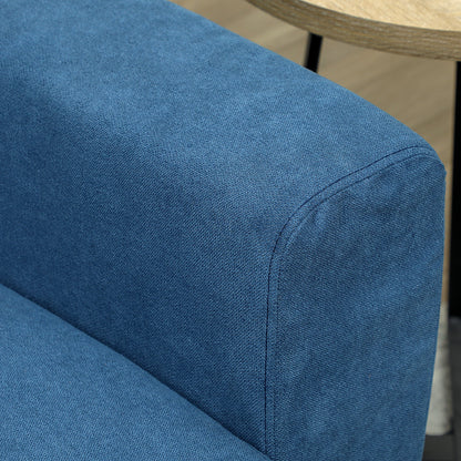 Tweezitsbank – 2-Zitsbank – Loveseat – Sofa – Bankje – Velours Bekleding – Extra Diepe Zit 51 cm – Compact Formaat 133 x 73 x 81 cm – Blauw