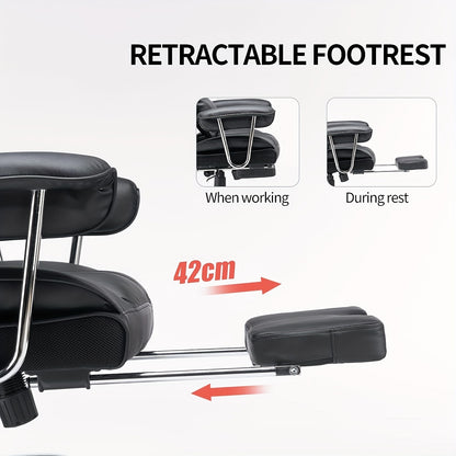 Bureaustoel – Office Chair – Desk Chair – Gaming Stoel – Werkstoel – Zwart – Draagkracht 400 kg – Verstelbare Rugleuning en Voetensteun