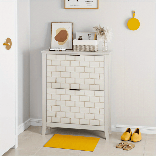 Schoenenkast – Schoenenrek – Schoenenbankje – Opbergkast – Halmeubel – Vrijstaand – Vintage Design – 80 cm breed – 2 Klepdeuren