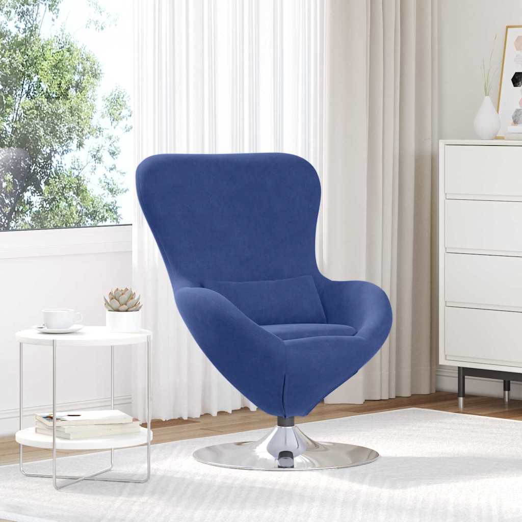 Fauteuil – Draaifauteuil – Relaxstoel – Loungefauteuil – Zitzetel – Police Blauw – Fluwelen Bekleding – Draaibaar Design