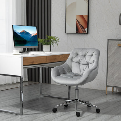 Bureaustoel – Kantoorstoel – Draaistoel – Gamestoel – Computerstoel – Verstelbare Zithoogte – Comfortabele Polyester Zitting – Grijs 59x58x80-90 cm