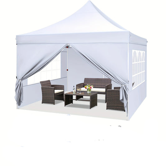 Partytent – Pop-up Tent – Paviljoen – Feesttent – Tuinentent – 3,05x3,05 Meter – Verstelbare Hoogte – 4 Zijwanden Inclusief