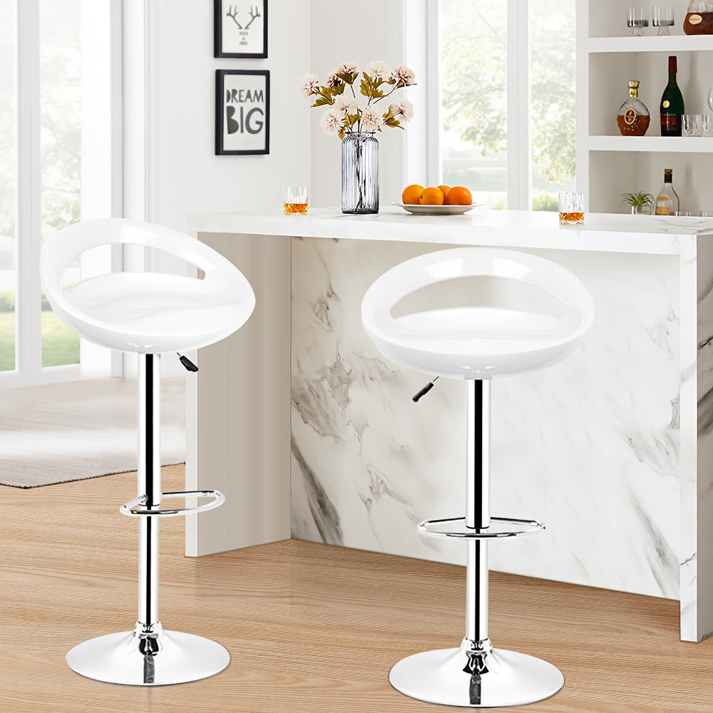 Barstoel – Barkruk – Barstoel Stoel – Keukenstoel – Barkrukken Set – Verstelbare Hoogte 81-101 cm – 360° Draaibaar – ABS Zitting Met Chroom Onderstel