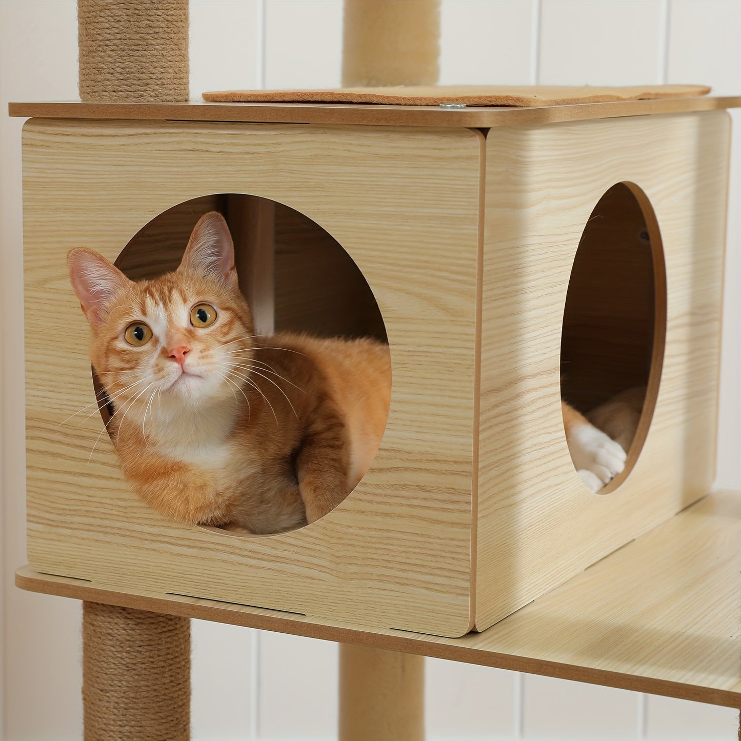 Krabpaal – Kattenboom – Kattenhuis – Kattentoren – Krabmeubel – 180 cm Hoog – Robuuste Houten Constructie