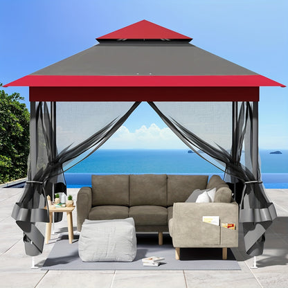 Partytent – Paviljoen – Tuintent – Feesttent – Vouwtent – 3,3x3,3m – Waterafstotend Oxford Doek – 4 Muskietennetten Met Ritsen – UPF 50+ UV Bescherming