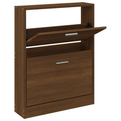 Solid Wood 2-Tier Shoe Rack, 59x17x81cm - Multilayer Storage Organizer for Entryway, Bedroom, Bathroom - No Metal Pipes, Hardwood & Particle Board, 8kg Capacity, Floor-Standing Design, Shoe Storage Organizer