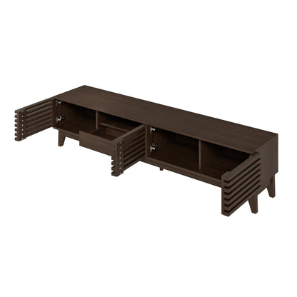 TV Console with One Drawer and Three Doors | Vintage Wood Finish, Metal Construction, Unique Design