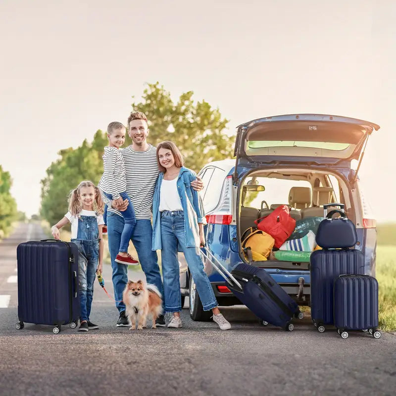 Kofferset – Reiskoffers – Bagageset – Trolleykoffers – Harde Koffers – 5-delig – ABS Hardcase – 12” tot 28” – TSA-slot – 360° Zwenkwielen – Roze Goud