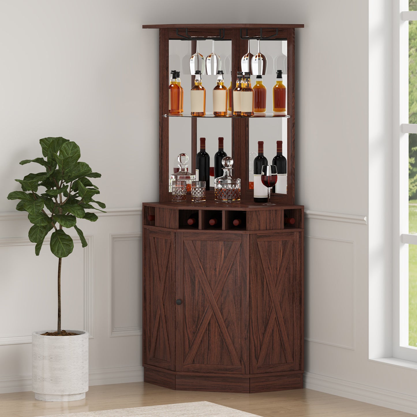Barkast – Wijnrek – Drankkast – Keukentrolley – Buffetkast – Hoekbar kast – Verstelbare Planken – Melamine Afwerking