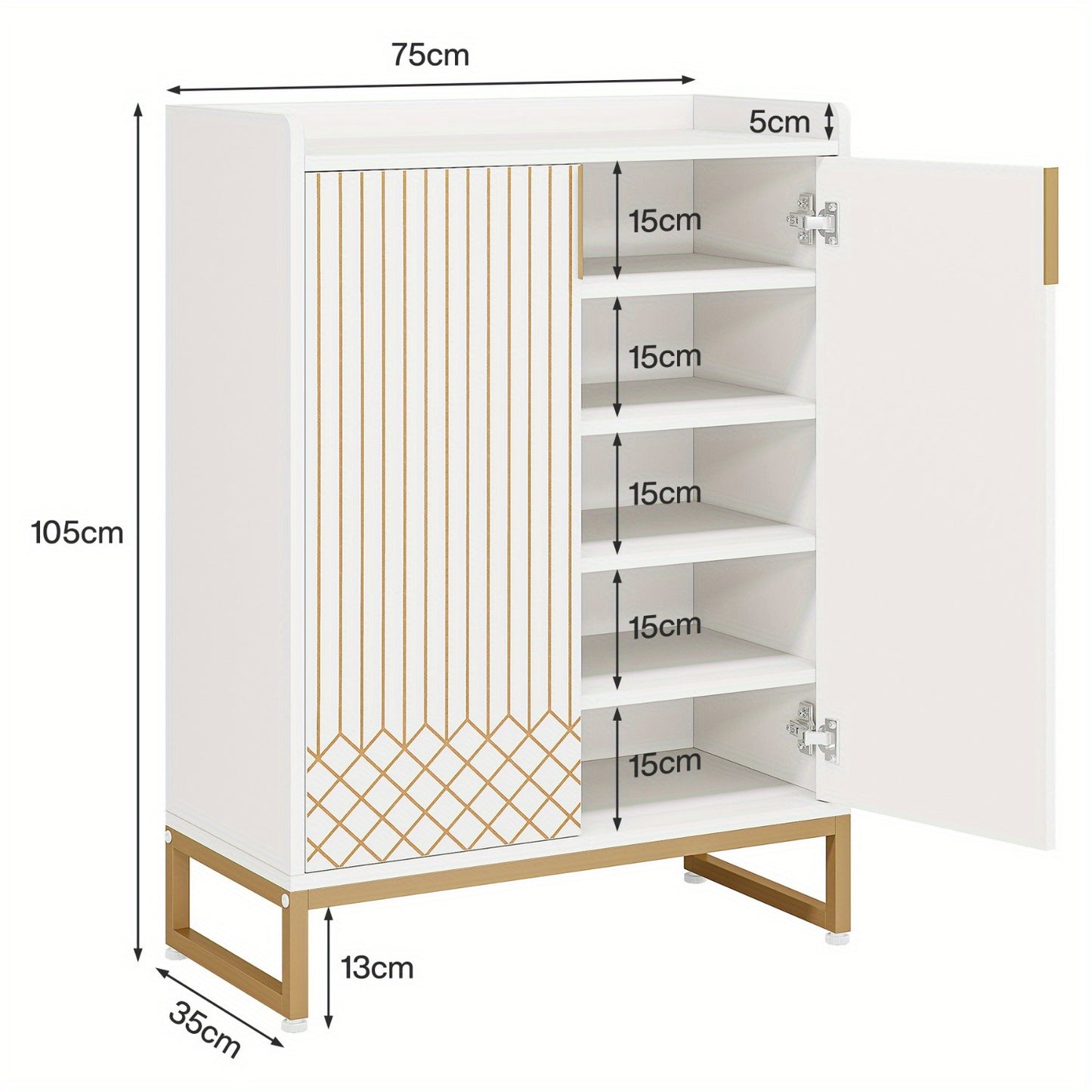 Schoenenkast – Schoenenrek – Schoenopberger – Schoenmeubel – Schoenhouder – 5-Lagen Met Deuren – Ruimtebesparend Verticaal Design