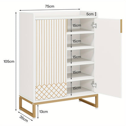 Schoenenkast – Schoenenrek – Schoenopberger – Schoenmeubel – Schoenhouder – 5-Lagen Met Deuren – Ruimtebesparend Verticaal Design