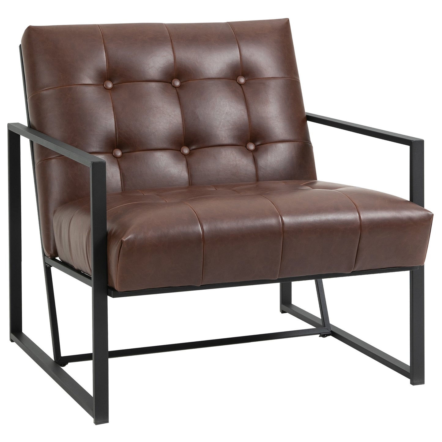 Chesterfield Fauteuil – Relaxfauteuil – Clubfauteuil – Lounge Fauteuil – Armstoel – Synthetisch Leer – Metalen Frame – Luxe Comfort – Compacte Afmetingen