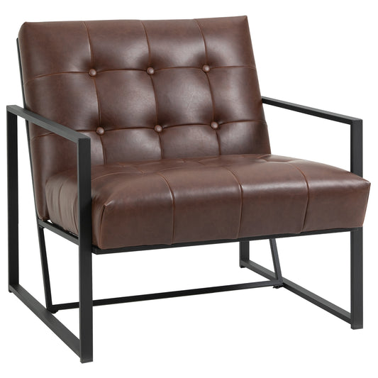 Chesterfield Fauteuil – Relaxfauteuil – Clubfauteuil – Lounge Fauteuil – Armstoel – Synthetisch Leer – Metalen Frame – Luxe Comfort – Compacte Afmetingen
