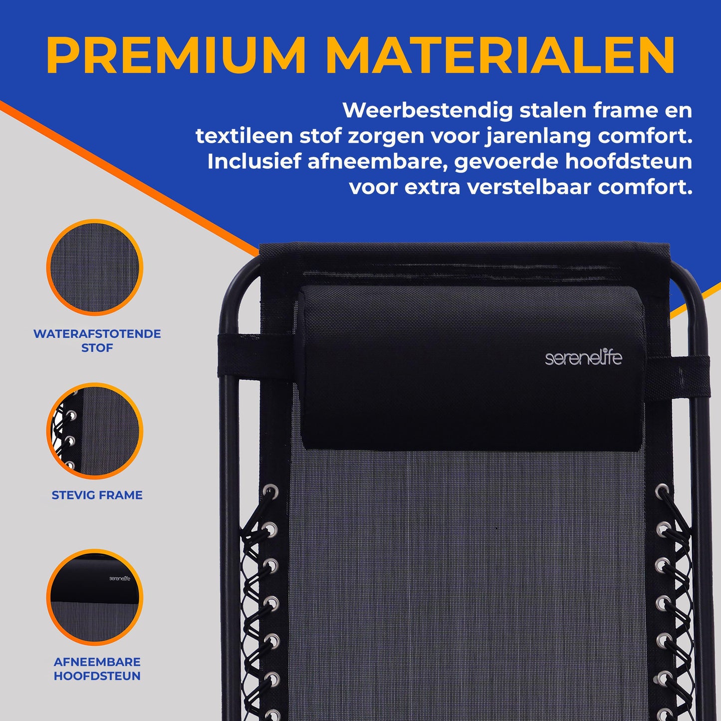 Loungestoel – Lounger – Relaxstoel – Tuinstoel – Fauteuil – Verstelbaar – Inclusief Bijzettafel met 2 Bekerhouders - Zwart