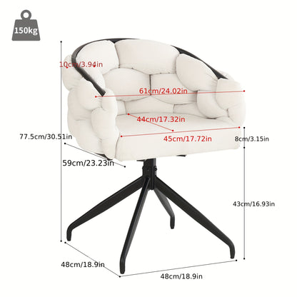 Draaibare Eetkamerstoel – Eetkamerstoel Set – Draaistoel – Stoel Beige – Bamboestoel – 360° Draaibaar – Ergonomische Rugleuning