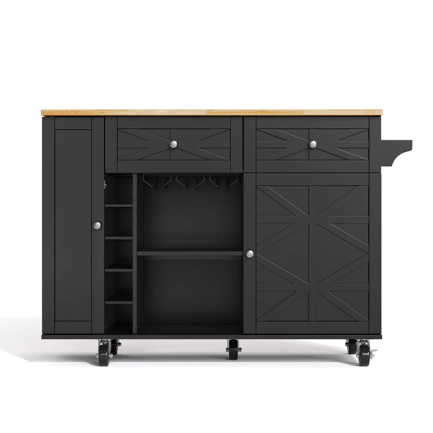 Keukentrolley – Keukenwagen – Serveerwagen – Keukenrek – Keukenkast – Inklapbaar Werkblad 70 cm – Stevig MDF Met Wieltjes Wit