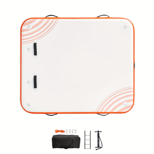 Drijvend Dock – Opblaasbaar Platform – Waterspeelplek – Aanlegsteiger – Zwemsteiger – 3,05x3,05 Meter – Stevig PVC – Inclusief Veiligheidsladder