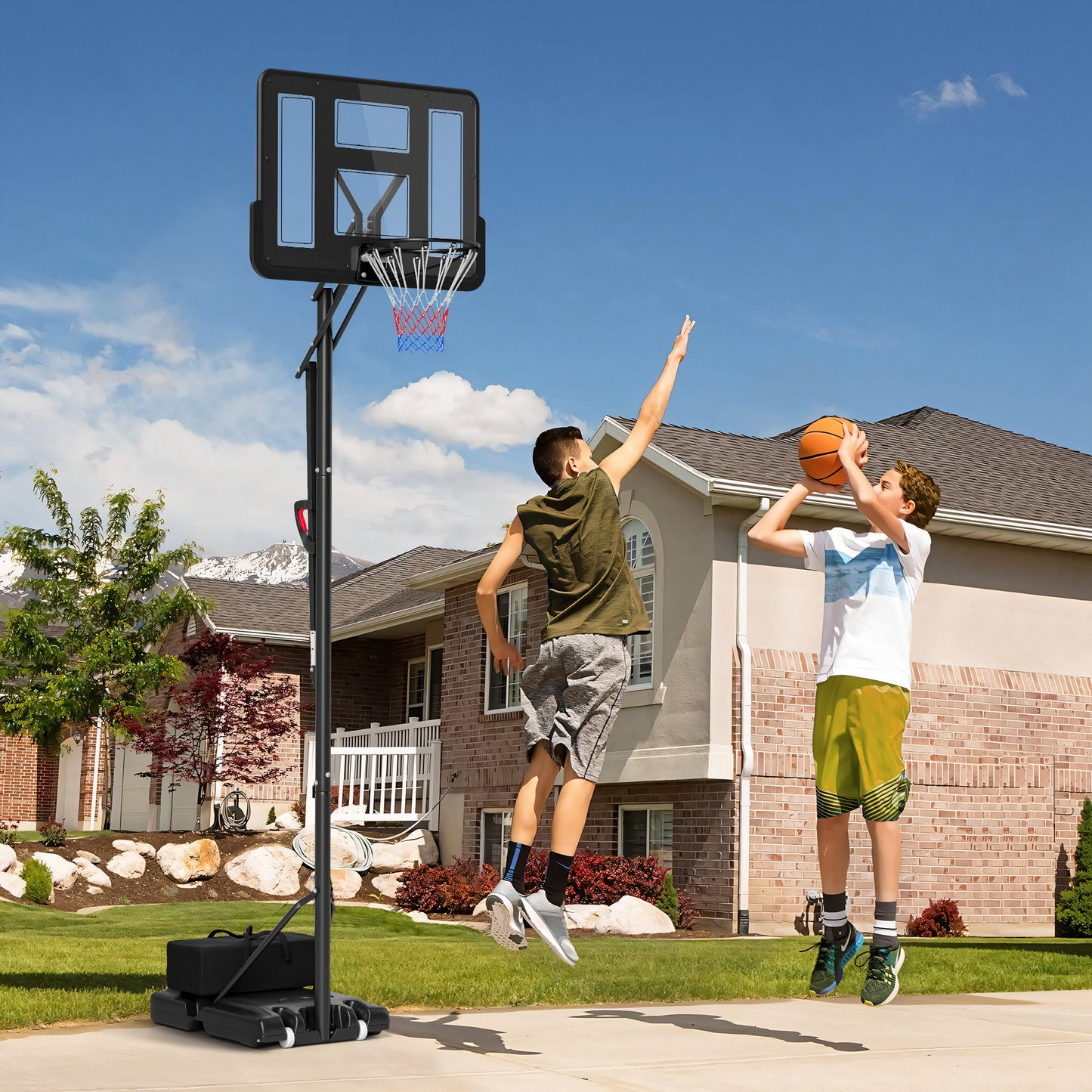 Basketbalstandaard – Basketbalring – Basketbaldoel – Basketbalpaal – Basketbalnet – Verstelbare Hoogte 235-305 CM – Vulbare Voet Met Wielen Zwart