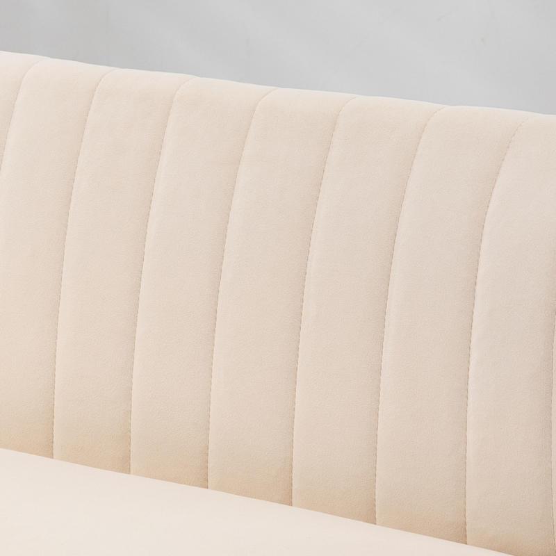 2-Zits Sofa – Tweezitsbank – Compacte Bank – Loveseat – Kleine Bank – Dik Schuimvulling – Stevige Houten Poten – Wit Bruin – 117x56,5x77 cm – Makkelijk Montage