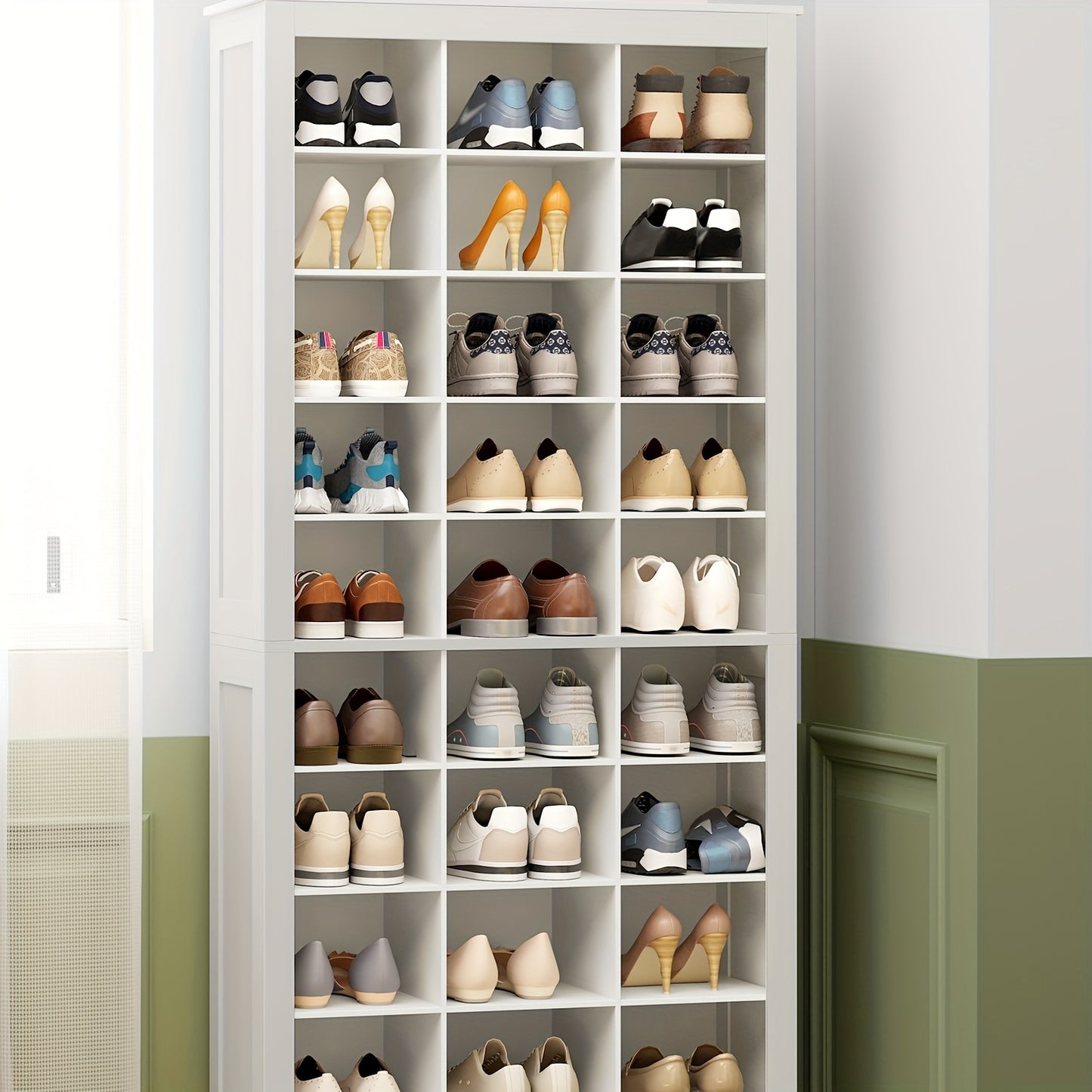 Schoenenkast – Vrijstaande Schoenenkast – Schoenenopberger – Schoenrek – Schoenmeubel – Witte Kleur – 30 Paar Schoenen – Ruimtebesparend Design