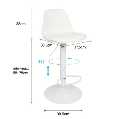 Barstoel – Barkruk – Barstoelen – Keukenstoel – Kruk – Set van 4 – Verstelbare Zithoogte 55-75 cm – PU-leer Bekleding met 360° Draaibare Zitting