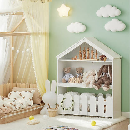 Boekenkast – Boekenrek – Vakkenkast – Opbergkast – Kinderboekenkast – MDF Wit – 91x30x114 cm – Draagvermogen 25 kg