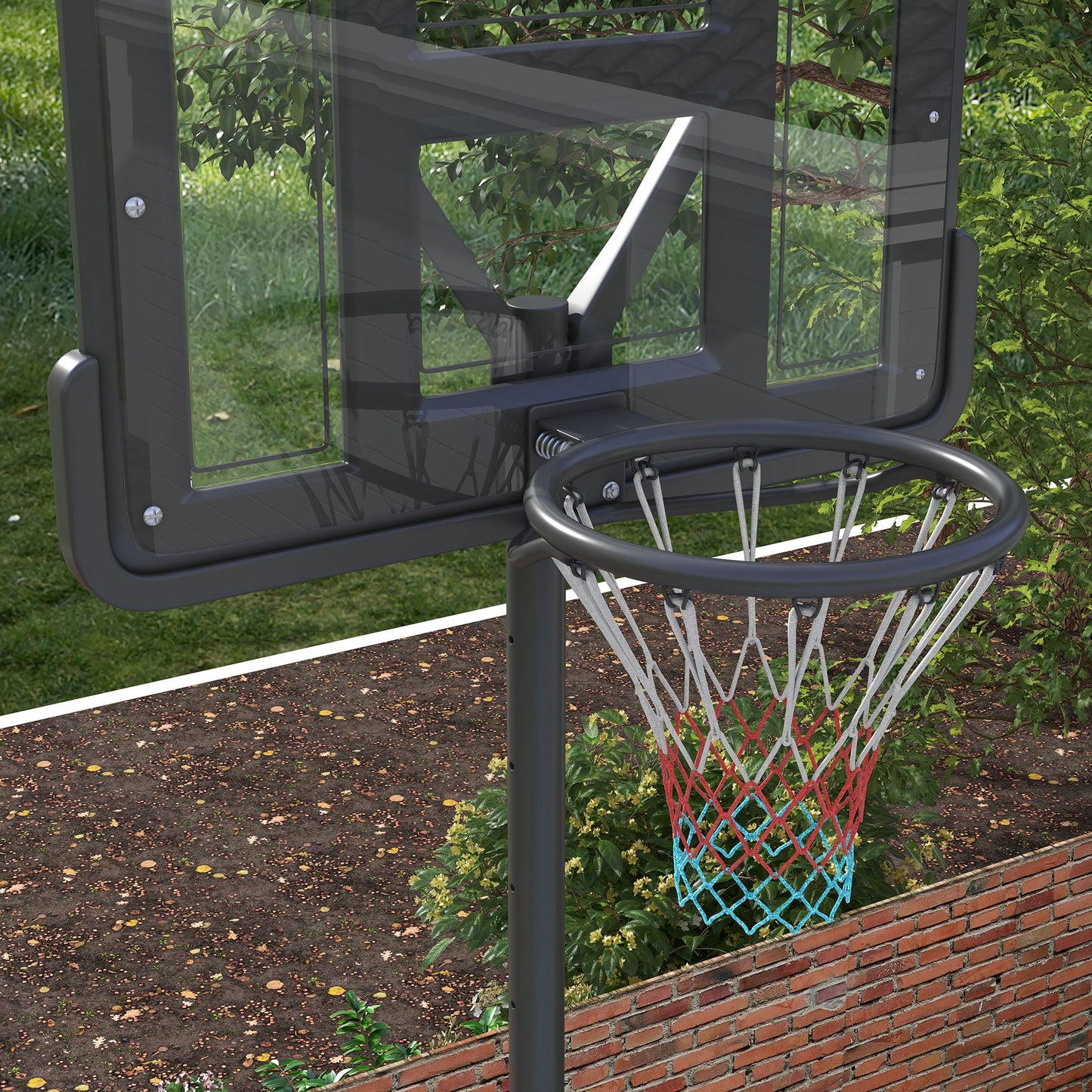 Basketbalbord – Basketbalstandaard – Basketbalring – Basketbalsysteem – Verstelbare Hoogte 230-305 cm – Met Wielen en Vulbare Voet – Weerbestendig Stalen Frame