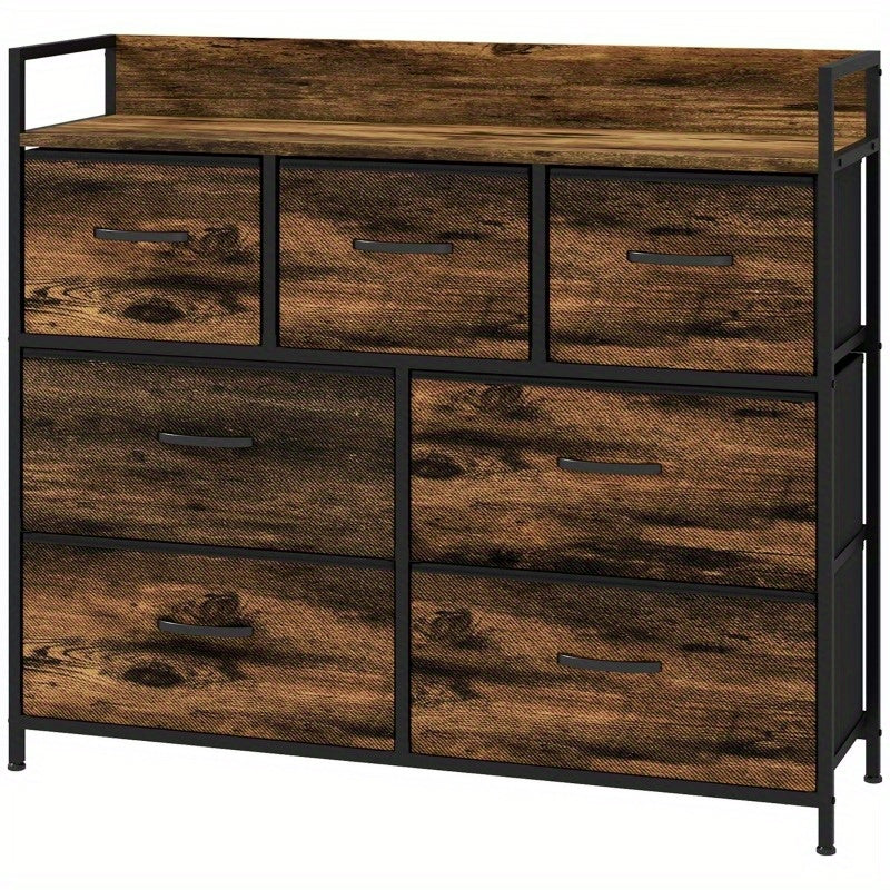 Ladekast – Dressoir – Opbergkast – Kommode – Kastje – 7 Lades – Stof Bekleding – Anti-Kantel Veilig